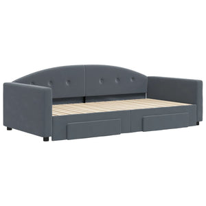 Dagbädd utdragbar med lådor mörkgrå 100x200 cm sammet