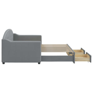 Dagbädd utdragbar med lådor ljusgrå 80x200 cm tyg