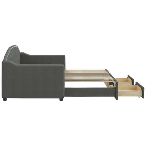 Dagbädd utdragbar med lådor mörkgrå 80x200 cm tyg