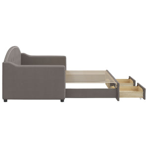 Dagbädd utdragbar med lådor taupe 80x200 cm tyg