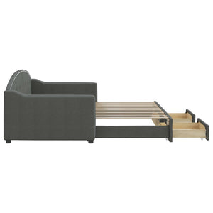 Dagbädd utdragbar med lådor mörkgrå 90x200 cm tyg