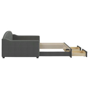 Dagbädd utdragbar med lådor mörkgrå 100x200 cm tyg
