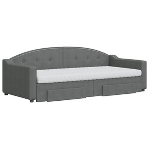 Dagbädd utdragbar med lådor mörkgrå 90x200 cm tyg