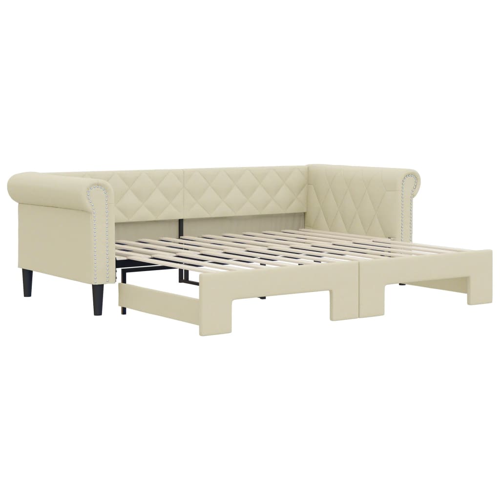 Dagbädd utdragbar gräddvit 90x200 cm konstläder