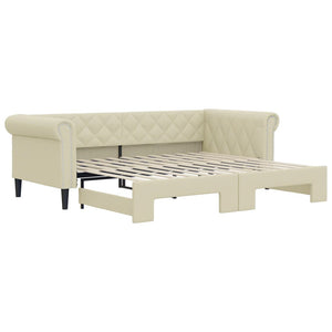 Dagbädd utdragbar gräddvit 90x200 cm konstläder