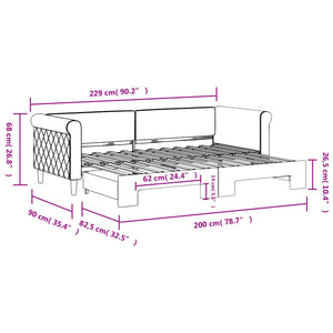 Dagbädd utdragbar gul 80x200 cm sammet
