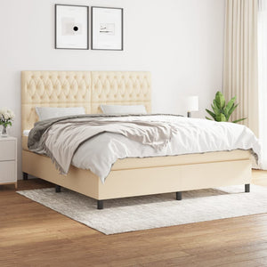 Ramsäng med madrass gräddvit 180x200 cm tyg