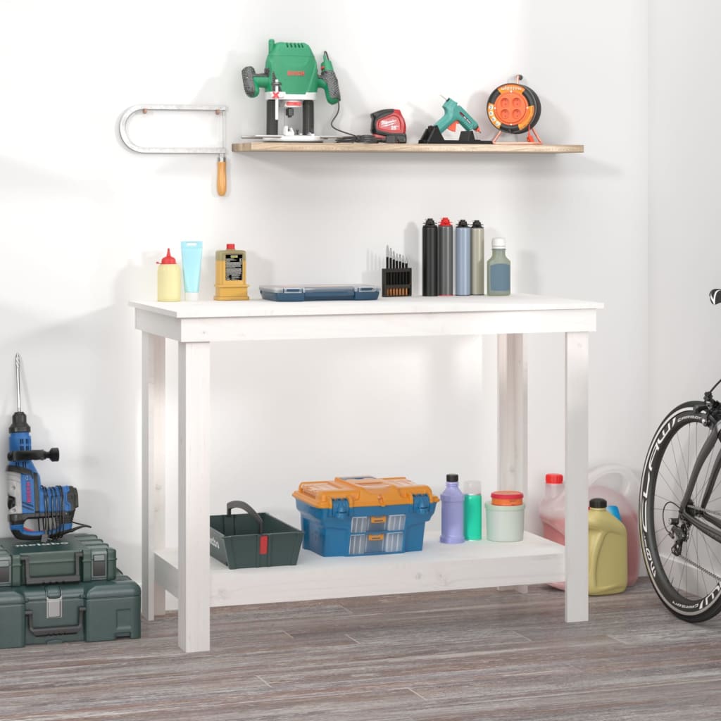 Skobänk vit 110x50x80 cm massiv furu
