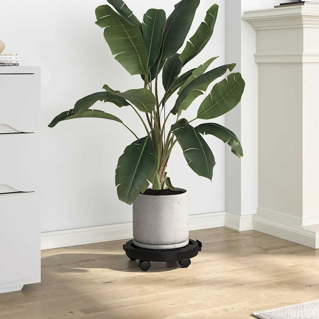 Blomvagnar med hjul 3 st diameter 30 cm svart 170 kg