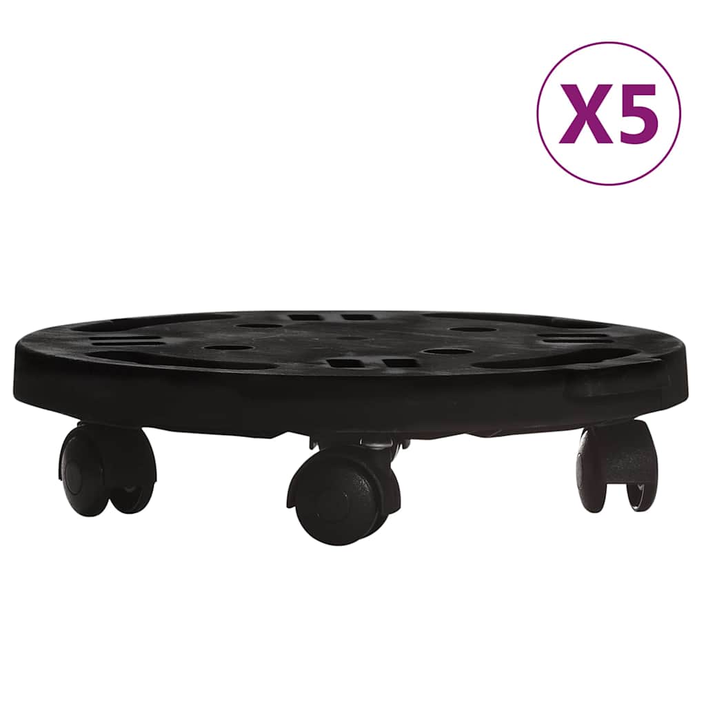 Blomvagnar med hjul 5 st diameter 30 cm svart 170 kg