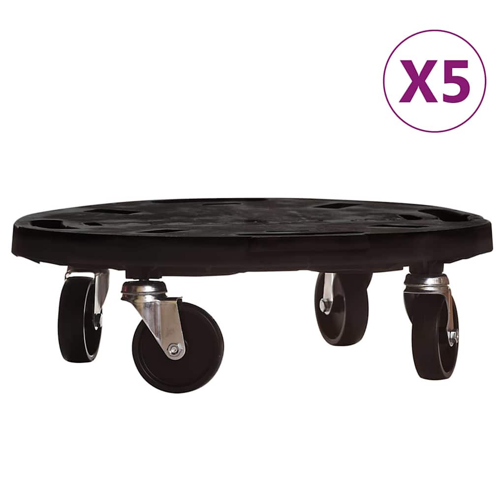 Blomvagnar med hjul 5 st diameter 40 cm svart 275 kg