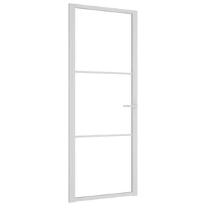 Innerdörr 83x201,5 cm vit ESG-glas och aluminium