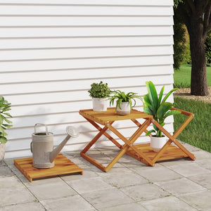 Hopfällbar hylla 3 hyllplan brun 43x31x63 cm massivt akaciaträ