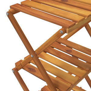 Hopfällbar hylla 3 hyllplan brun 43x31x63 cm massivt akaciaträ