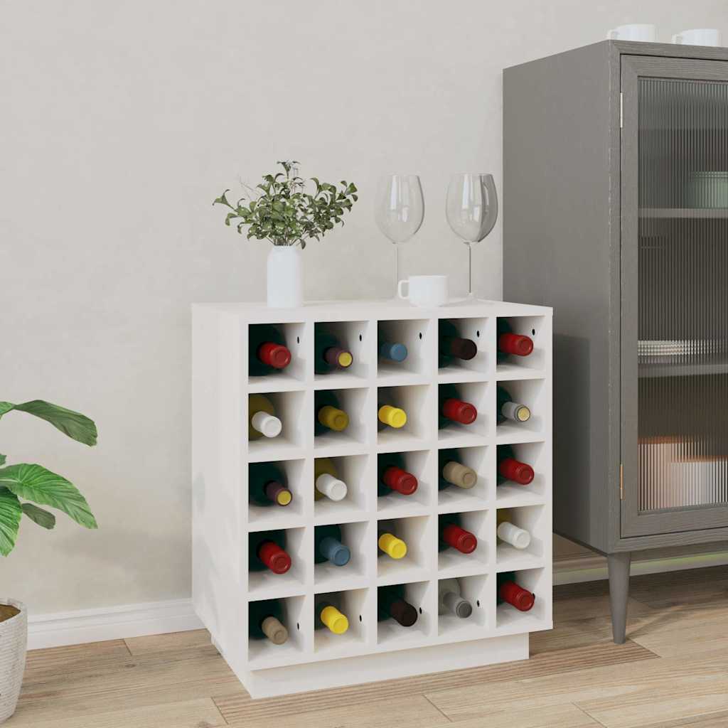 Vinskåp vit 55,5x34x61 cm massiv furu
