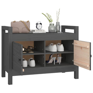 Skobänk grå 80x40x60 cm massiv furu