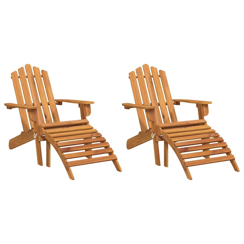 Adirondackstolar med fotstöd 2 st massivt akaciaträ