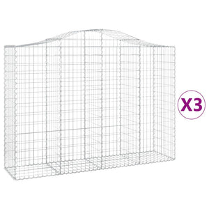 Gabioner bågformade 3 st 200x50x140/160 cm galvaniserat järn