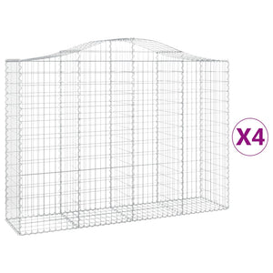 Gabioner bågformade 4 st 200x50x140/160 cm galvaniserat järn
