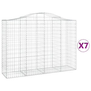 Gabioner bågformade 7 st 200x50x140/160 cm galvaniserat järn