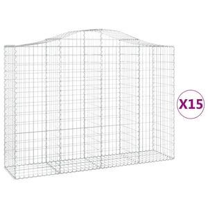 Gabioner bågformade 15 st 200x50x140/160 cm galvaniserat järn