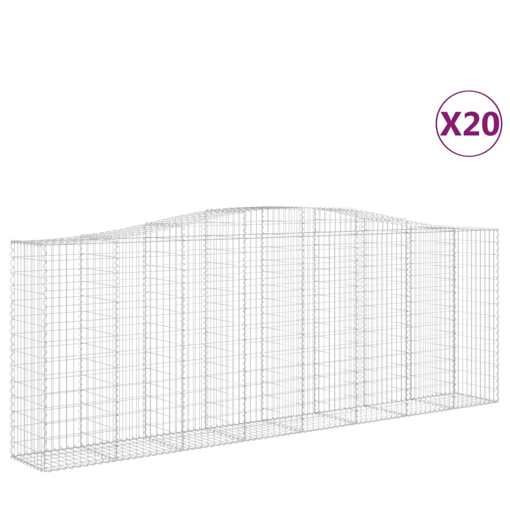 Gabioner bågformade 20 st 400x50x140/160 cm galvaniserat järn