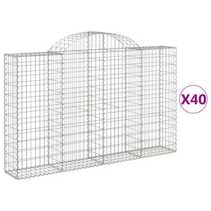 Gabioner bågformade 40 st 200x30x120/140 cm galvaniserat järn