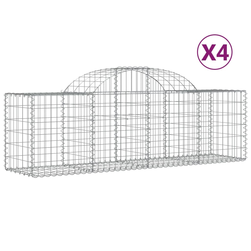 Gabioner bågformade 4 st 200x50x60/80 cm galvaniserat järn