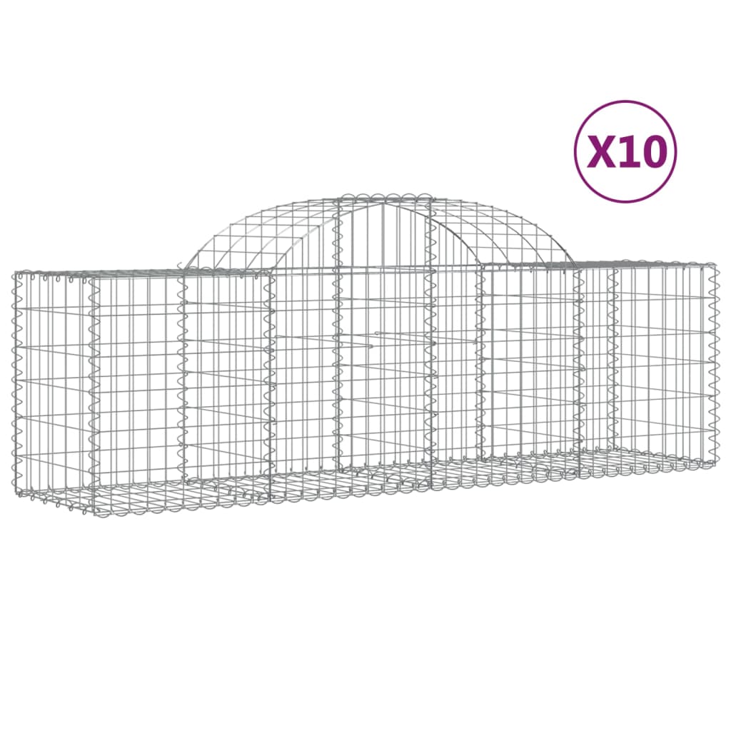 Gabioner bågformade 10 st 200x50x60/80 cm galvaniserat järn