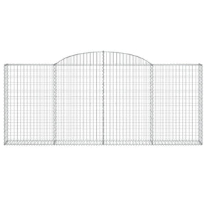 Gabioner bågformade 2 st 300x30x120/140 cm galvaniserat järn