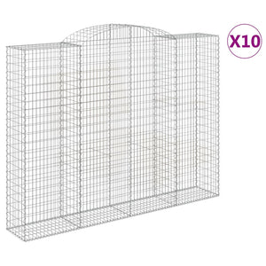 Gabioner bågformade 10 st 300x50x220/240 cm galvaniserat järn