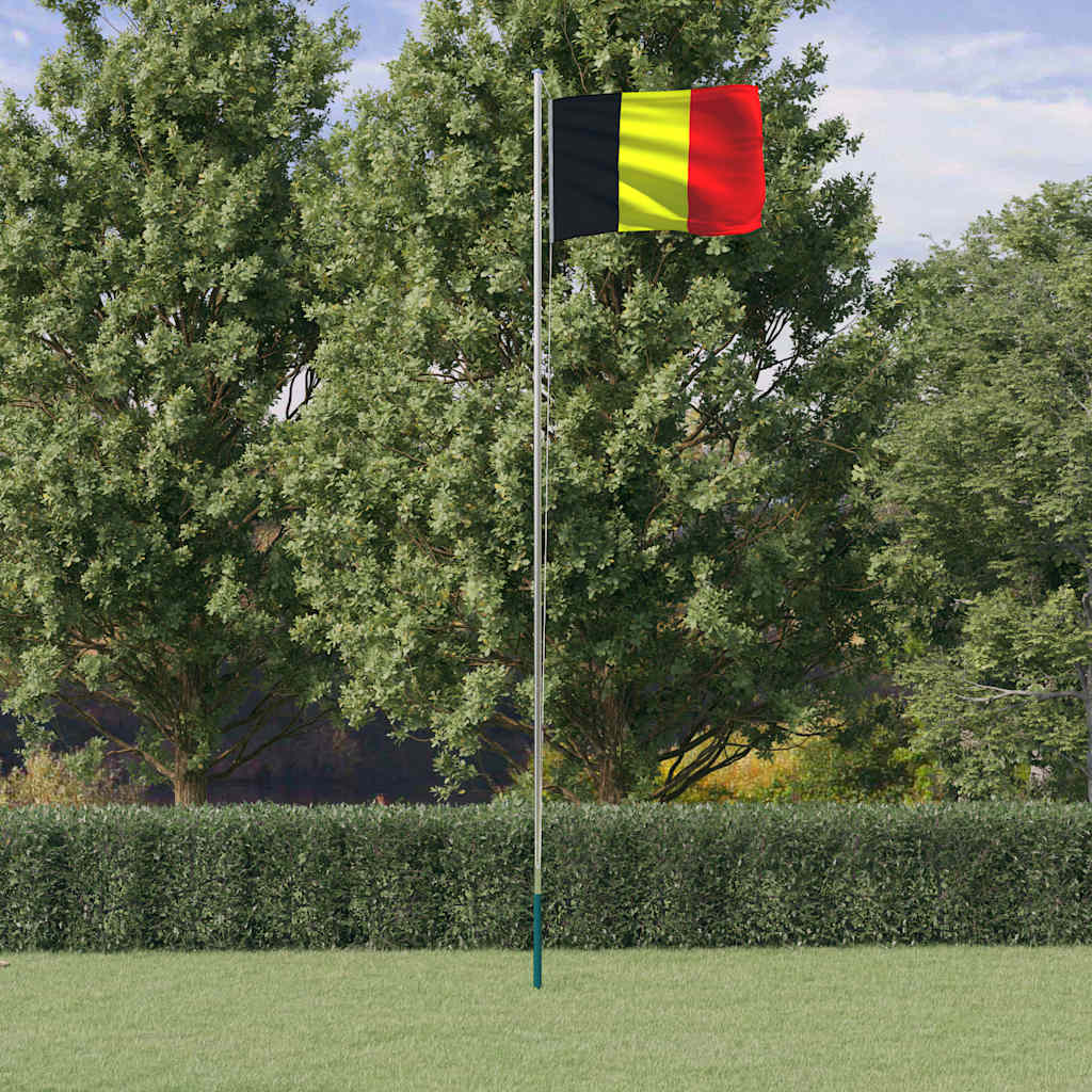 Belgiens flagga och flaggstång 6,08 m aluminium