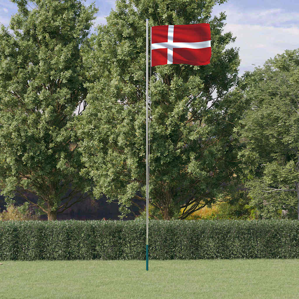 Danmarks flagga med flaggstång 6,08 m aluminium