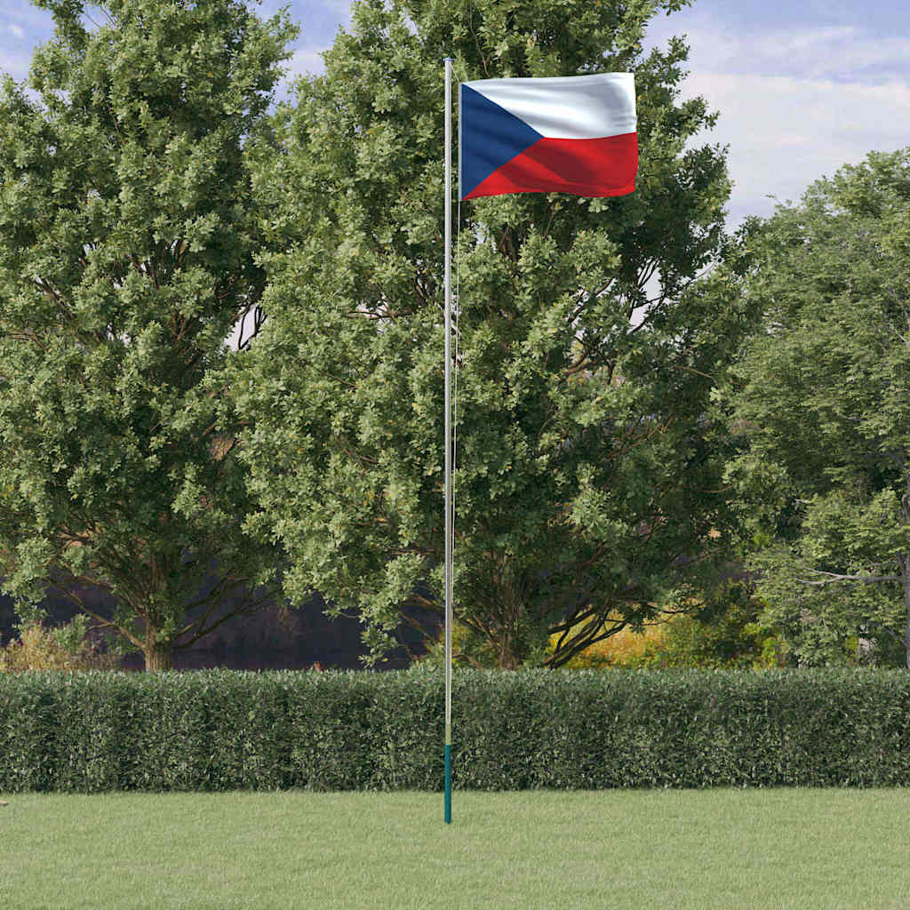 Tjeckiens flagga och flaggstång 6,08 m aluminium