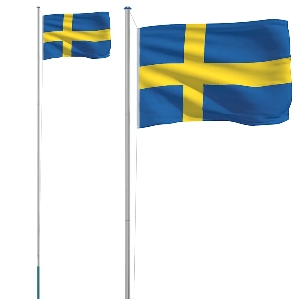 Sveriges flagga med flaggstång 6,08 m aluminium
