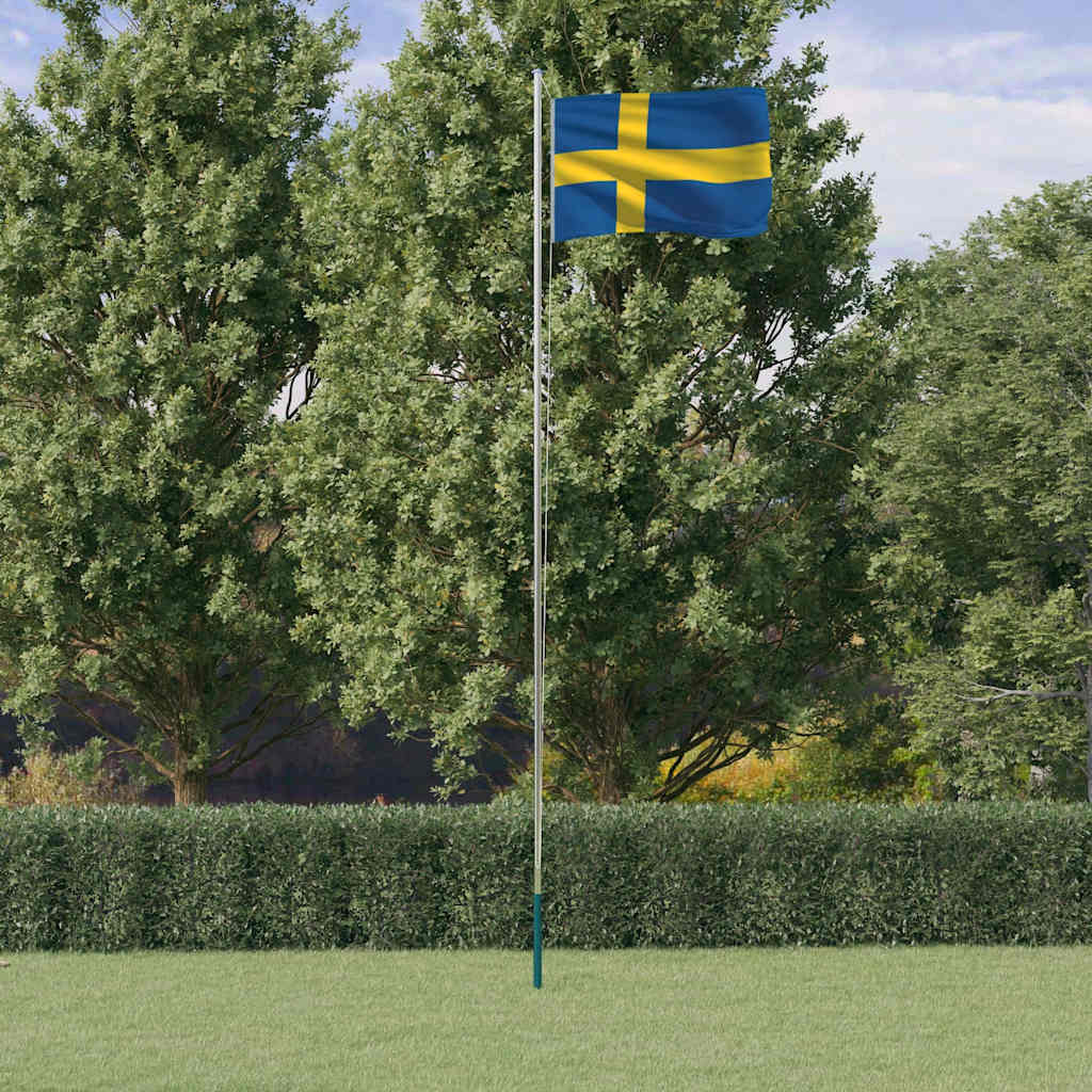 Sveriges flagga med flaggstång 6,08 m aluminium