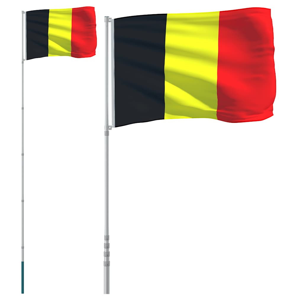 Belgiens flagga och flaggstång 5,5 m aluminium