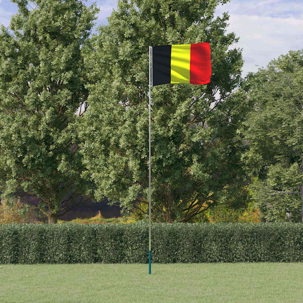 Belgiens flagga och flaggstång 5,5 m aluminium