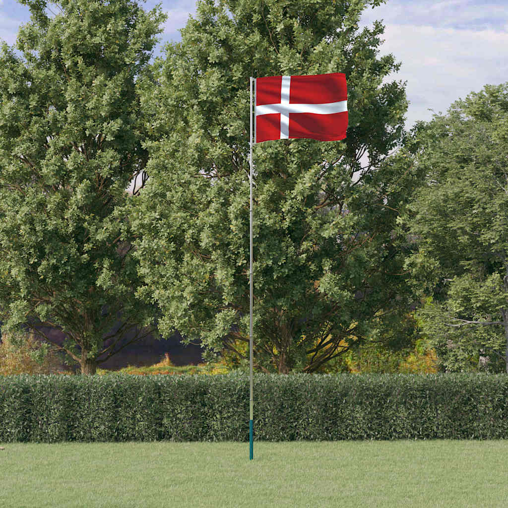 Danmarks flagga med flaggstång 5,5 m aluminium
