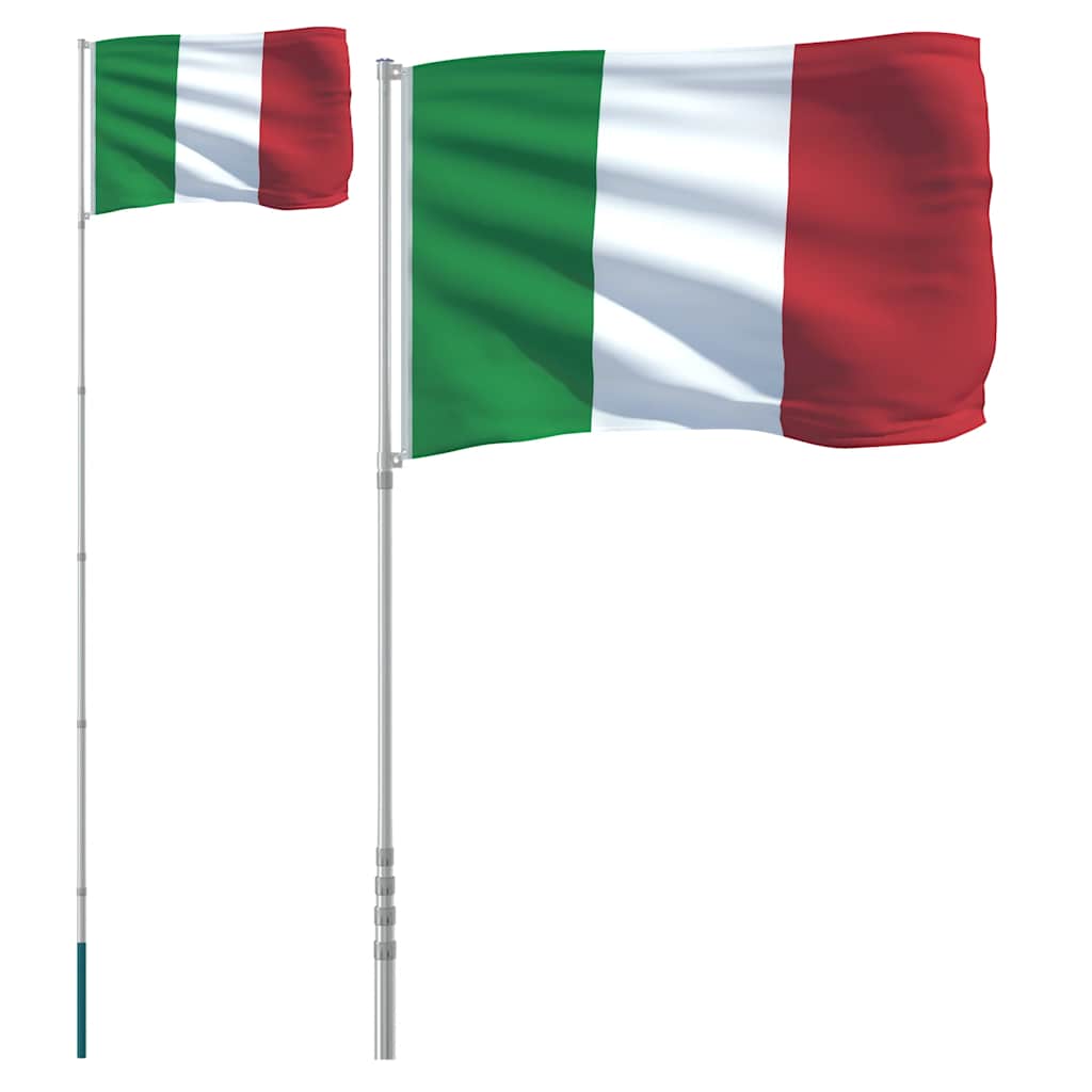 Italiens flagga och flaggstång 5,5 m aluminium
