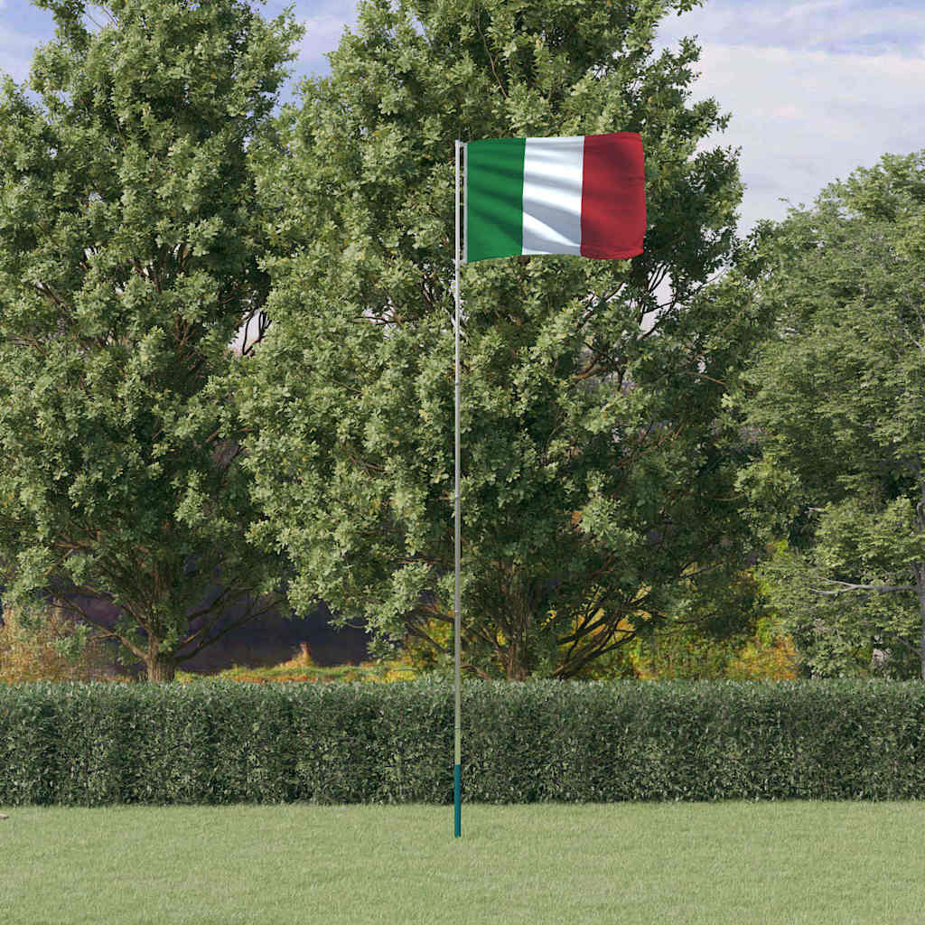 Italiens flagga och flaggstång 5,5 m aluminium