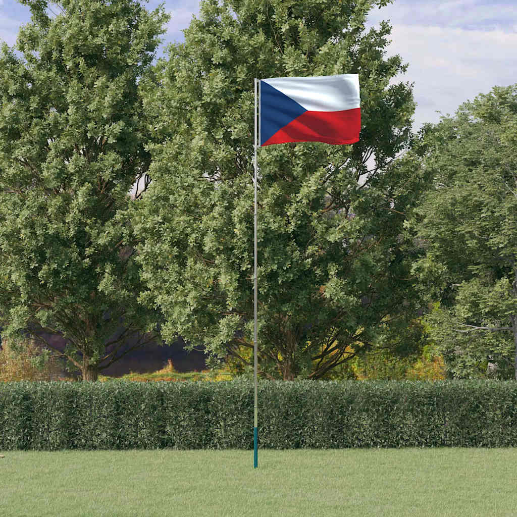 Tjeckiens flagga och flaggstång 5,5 m aluminium