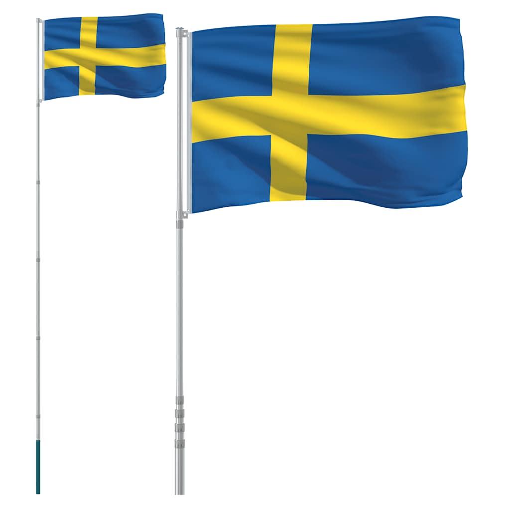 Sveriges flagga med flaggstång 5,5 m aluminium