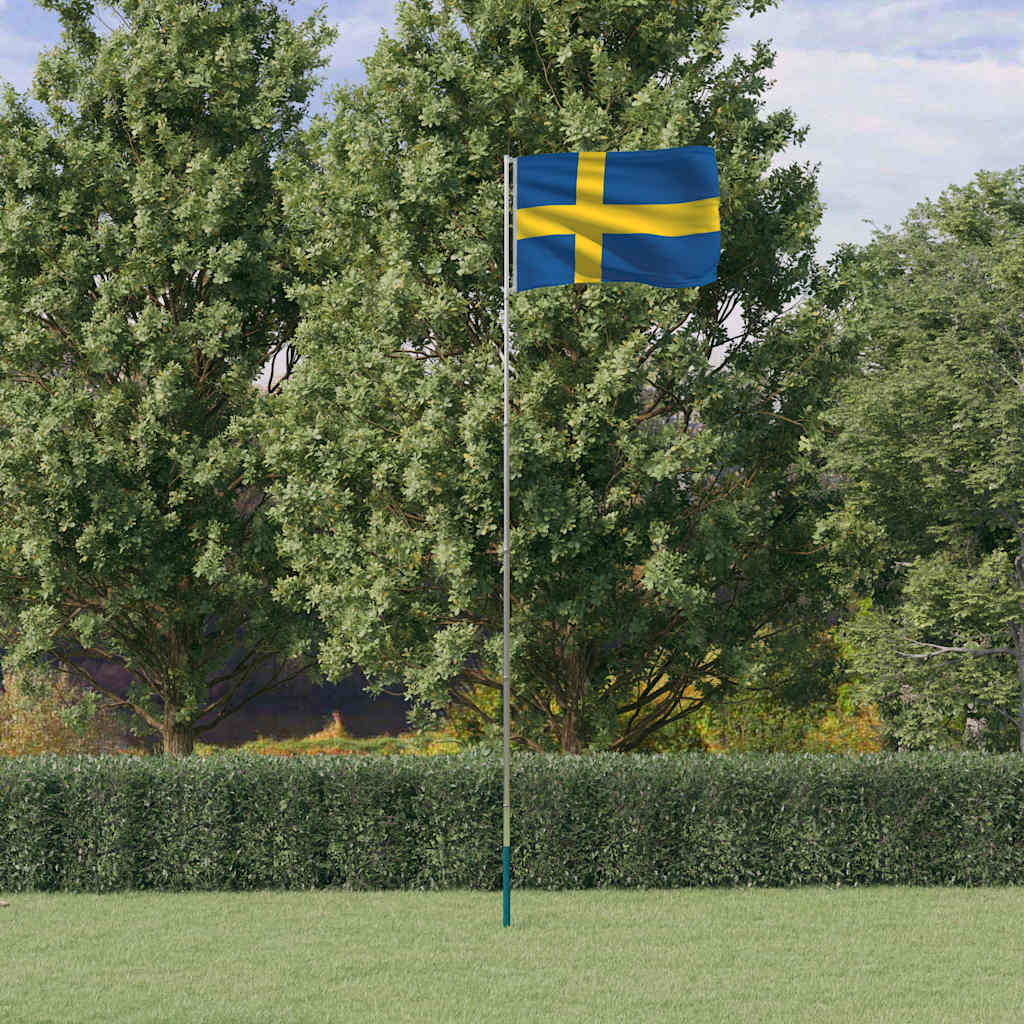 Sveriges flagga med flaggstång 5,5 m aluminium