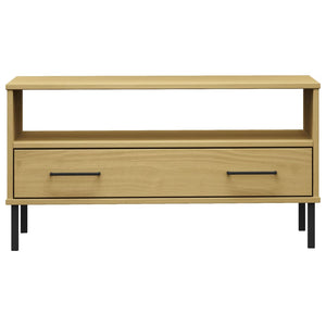 Soffbord med metallben OSLO brun 85x50x45 cm massivt trä