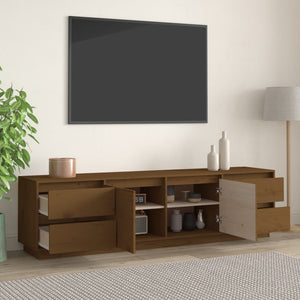 Tv-bänk honungsbrun 176x37x47,5 cm massiv furu