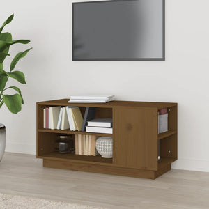Tv-bänk honungsbrun 80x35x40,5 cm massiv furu
