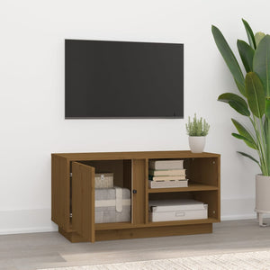 Tv-bänk honungsbrun 80x35x40,5 cm massiv furu