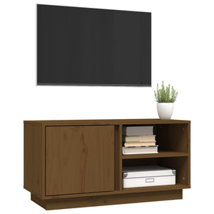 Tv-bänk honungsbrun 80x35x40,5 cm massiv furu