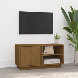 Tv-bänk honungsbrun 80x35x40,5 cm massiv furu